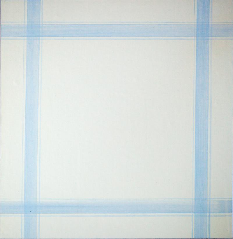Serien KAREN og ERNST 2015. Lommetørklæde. Lys blå. Olie på lærred 38x37 cm