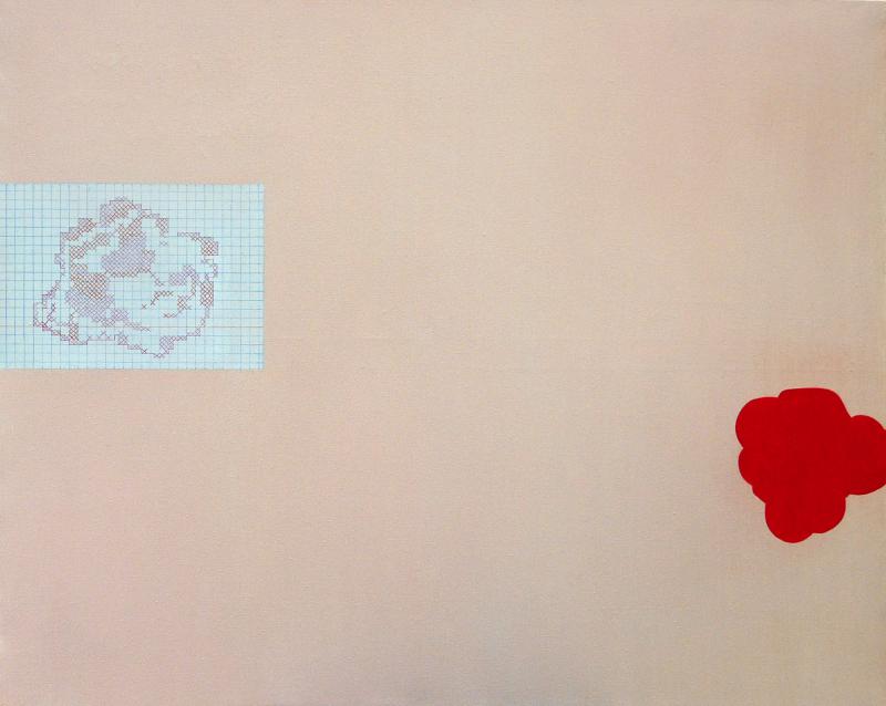 ‘Embroidery’, mixed media på lærred 80x100cm, 2009