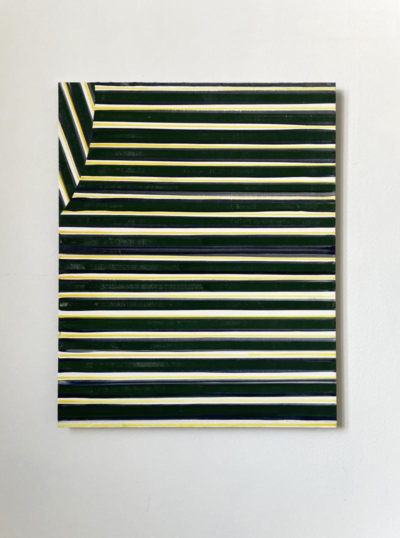 T-shirt, stribet, 46 x 38 cm, pigment på krideret mdf