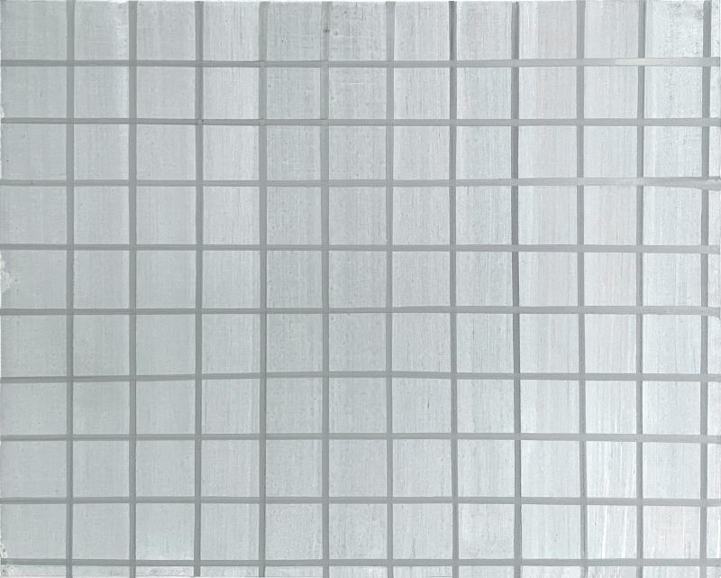 Skjorte, gråternet, 26 x 32 cm, pigment på krideret mdf