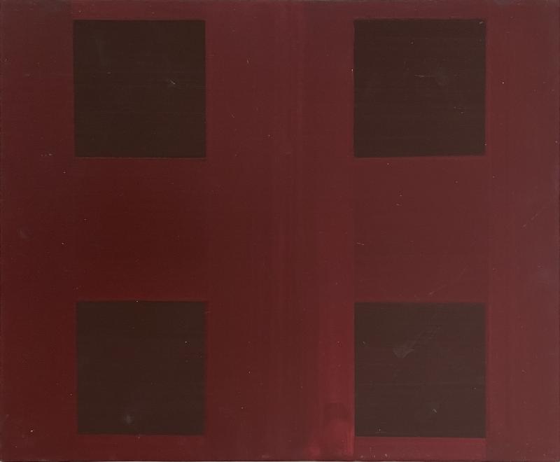 Skjorte, bordeaux, 26 x 32 cm, pigment på krideret mdf