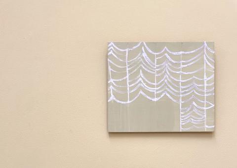 et SPEJL #6. 2026 farvepigment på krideret mdf 21,5x31 cm